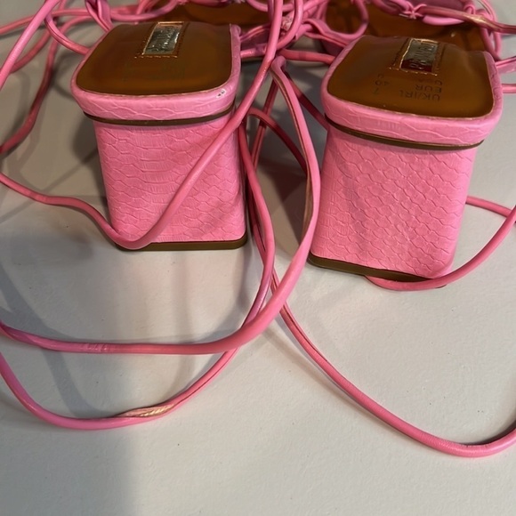 PRIMARK BARBIECORE Pink ankle tie Chunky Heel  sandals size 9 - Picture 3 of 8